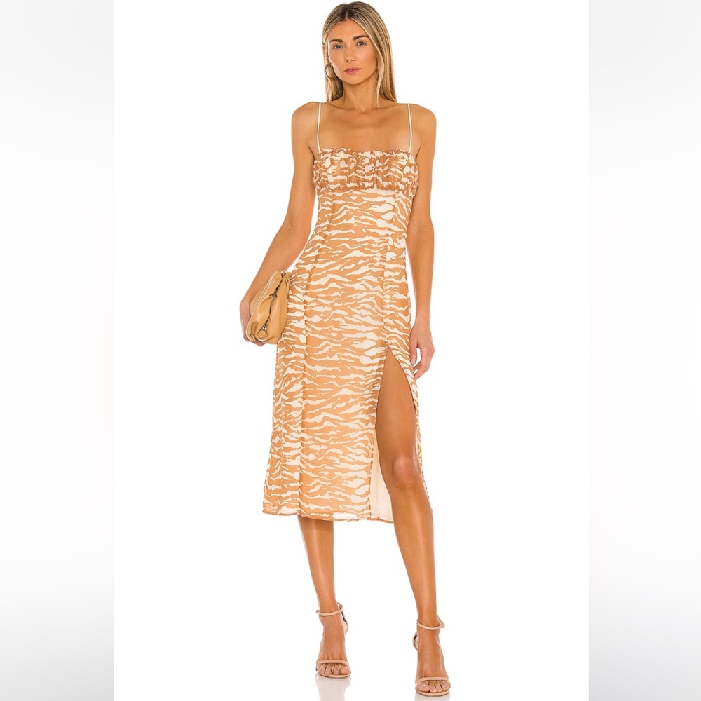 Revolve Camila Coelho Bailee Midi Dress - Brown Zebra - S